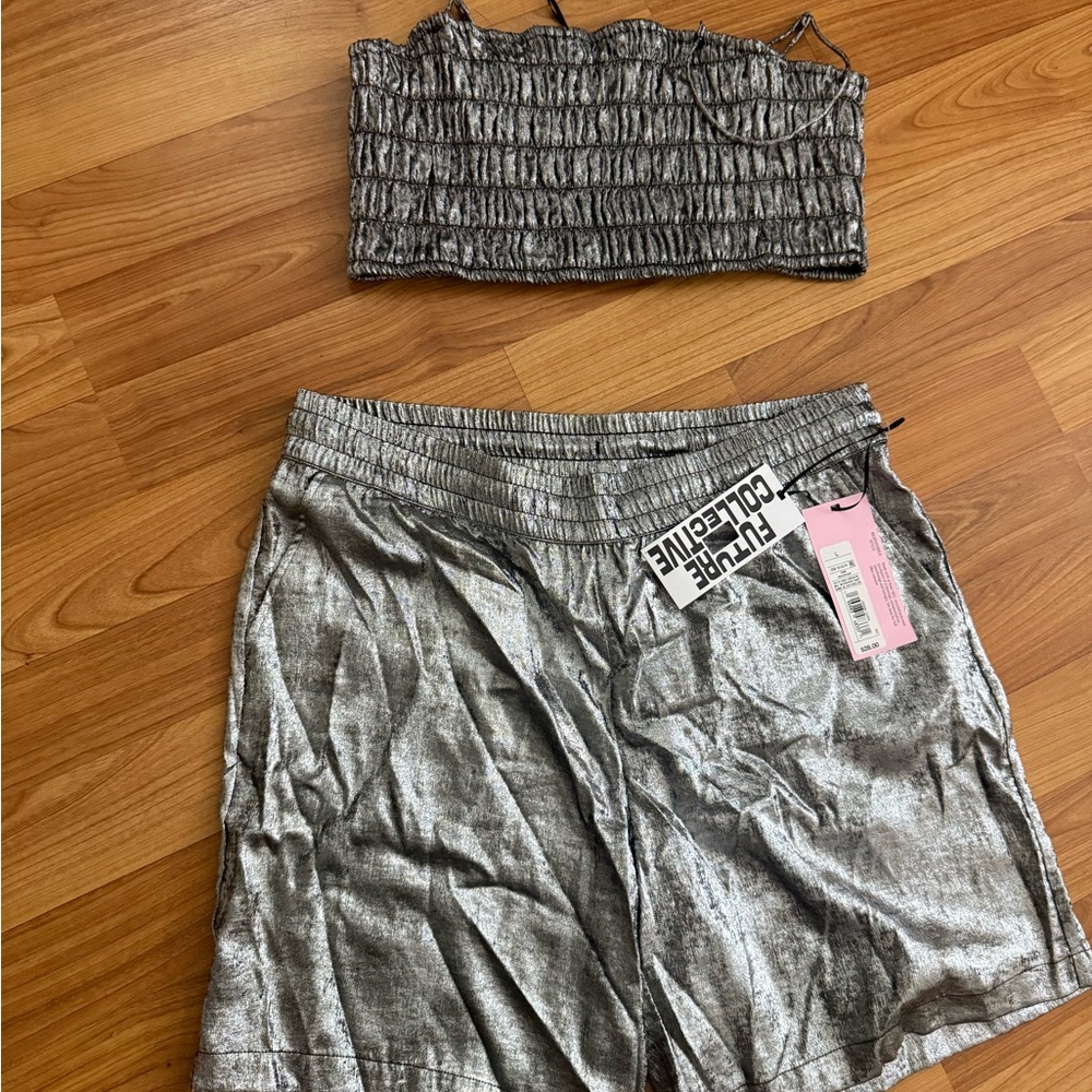 High Waist Silver Shorts